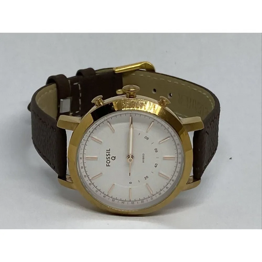 Fossil FTW5007 Women's Brown Leather White Analog Dial Hybrid Smartwatch XX769
